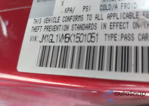 2019 Mazda Mazda6 Touring from USA, damaged, VIN JM1GL1VM5K1501051